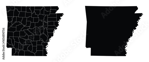 Arkansas Map with County Borders and Fill
