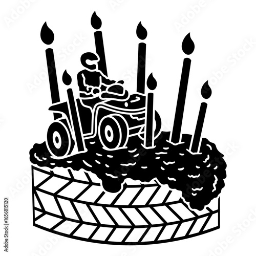 Whimsical birthday cake quad bike design
