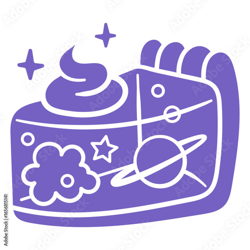 Whimsical cosmic cake illustration