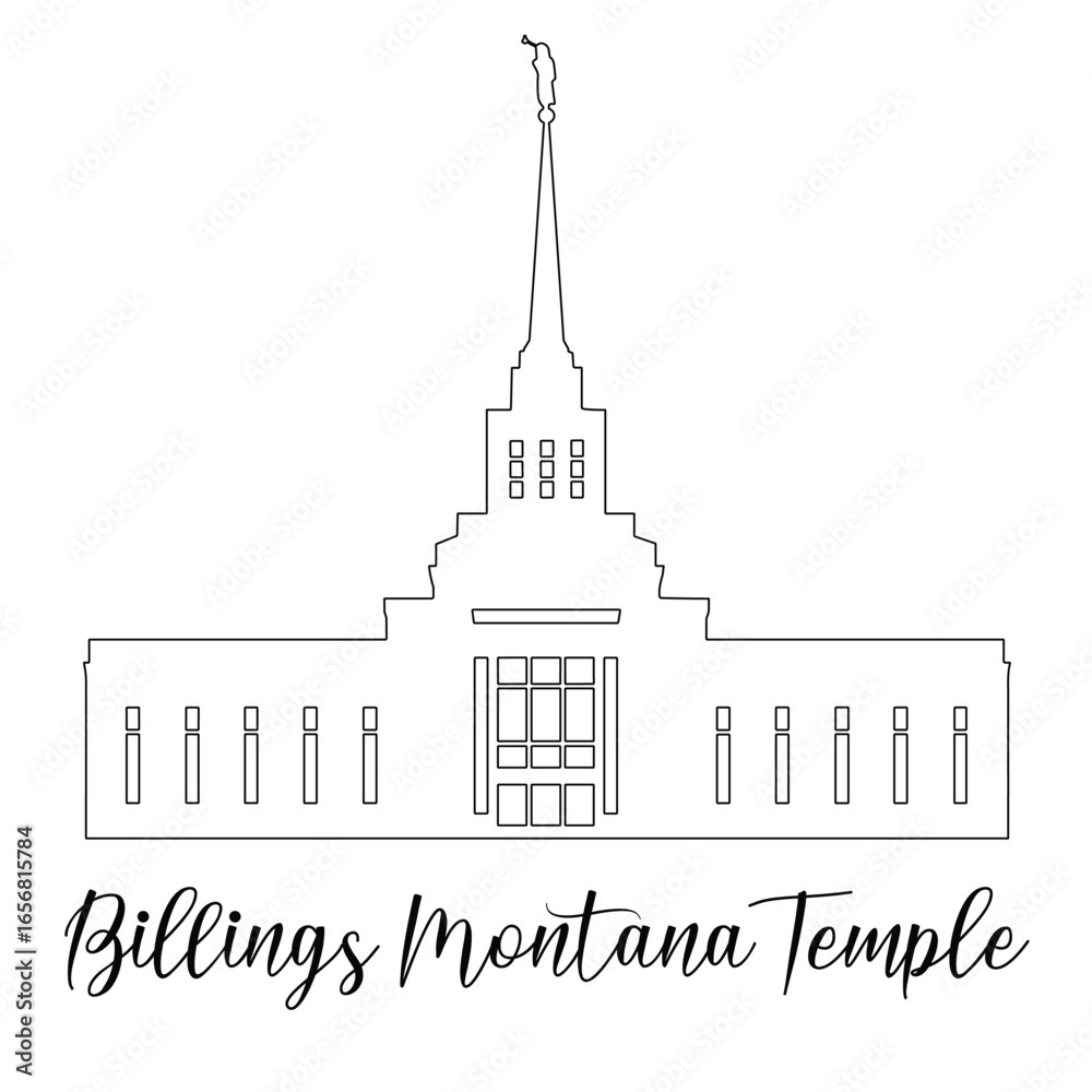Fototapeta premium Billings Montana LDS Temple Sketch, pencil drawing