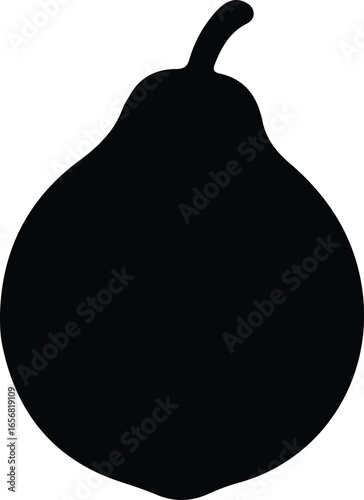 Vector Illustrator Pear Fruit Simple Black Graphic Silhouette