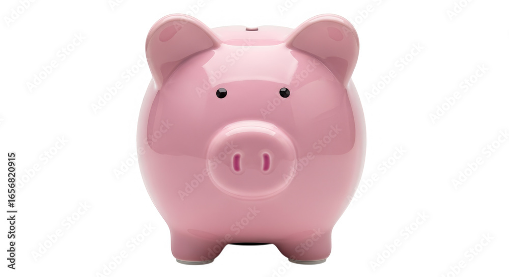 Fototapeta premium Pink piggy bank isolated on transparent background