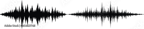 Sound Waveform Silhouette in Black and White on Transparent Background