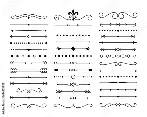 A Comprehensive Collection of Elegant Black Line Dividers and Decorative Elements for Professional Design Projects