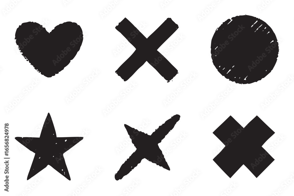 Fototapeta premium Eight hand drawn grunge style design elements collection