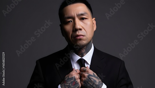 Yakuza Gentleman of the Underworld/Elegance and Violence in Shadows/Ruthless Yakuza Boss Portrait/Cinematic Yakuza Crime Drama.