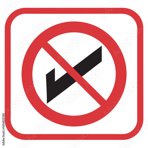 Square regulatory traffic sign with white border and black symbol