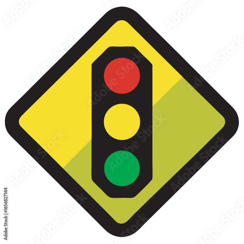 Diamond shaped traffic warning sign graphic