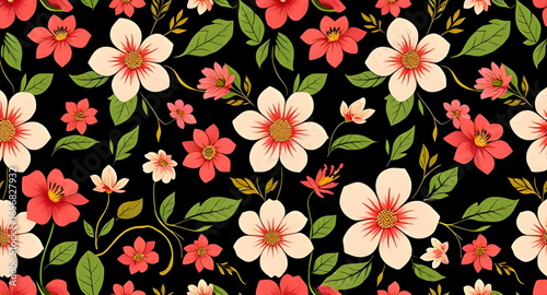 Wallpaper Mural seamless floral pattern, flower pattern, repeating floral design, botanical pattern, floral background, seamless flower texture, floral wallpaper, nature pattern, decorative flowers, garden pattern, s Torontodigital.ca