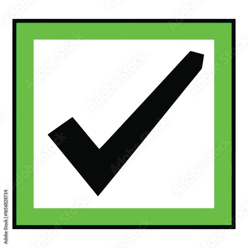 Vector art of black check mark inside a green square