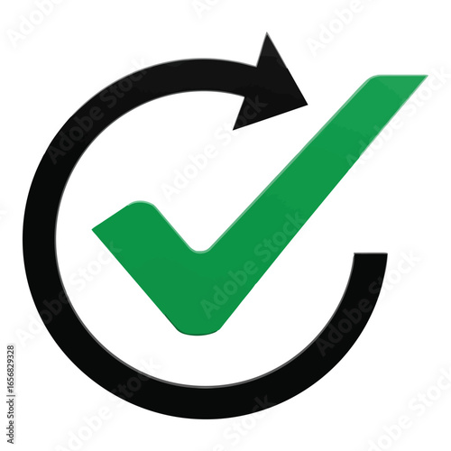 Vector art of green check mark with circular arrow