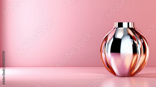 A stylish curvy vase with copper accents captures attention through its unique shape and vibrant colors, enhancing modern interiors with a touch of artistry.