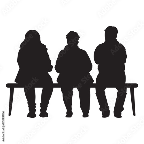 People sitting on bench silhouette