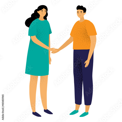 People shaking hands characters
