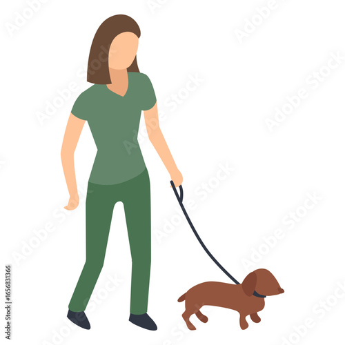 Woman walking dog illustration