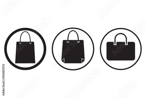 Set of three distinct shopping bag icons