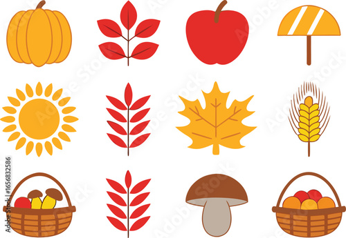 Autumn Equinox Illustration Set for Seasonal Design. Autumn Equinox Illustration Collection with Nature Elements. Creative Autumn Equinox Illustration Art for Fall Projects. Autumn Equinox Seasonal