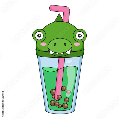 Bubble tea alligator cap color stroke