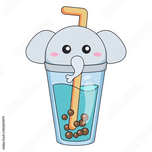Bubble tea elephant cap color stroke