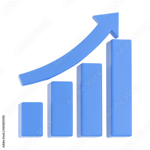 Free Download Blue bar graph with upward trending arrow indicating financial growth and positive economic progress - GFXLoad