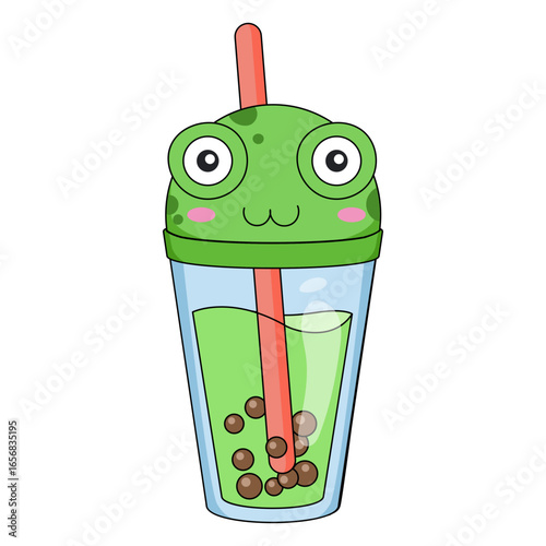 Bubble tea frog cap color stroke