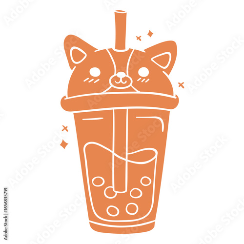 Corgi boba tea cut out