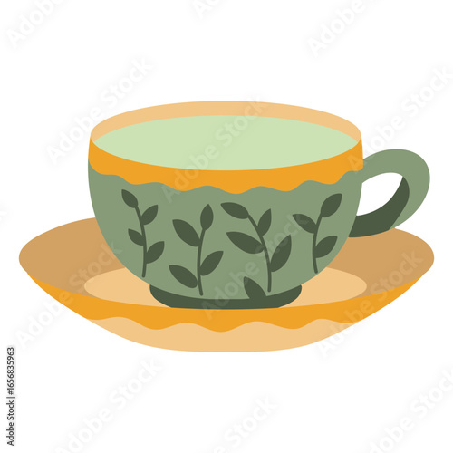 Elegant floral teacup and saucer design