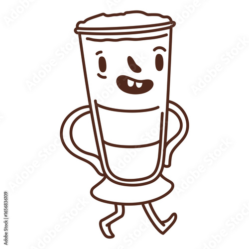 Iced coffee filled stroke cartoon