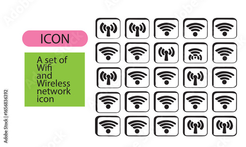 Modern WIFI and wireless internet connection icon.