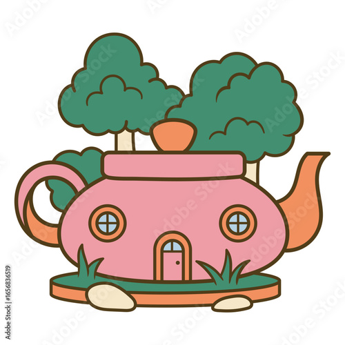 Pink tea house color stroke