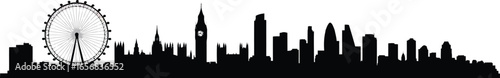 London Cityscape Silhouette with Famous Landmarks on Transparent Background detailed silhouette the skyline featuring iconic landmarks such Big Ben Houses Parliament The Shard and the
