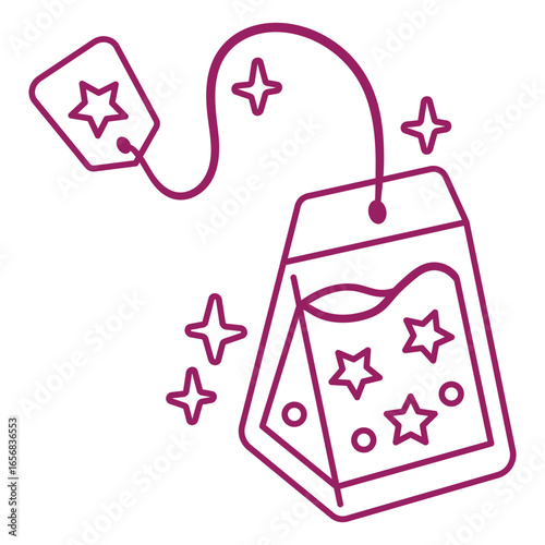 Pink star tea bag