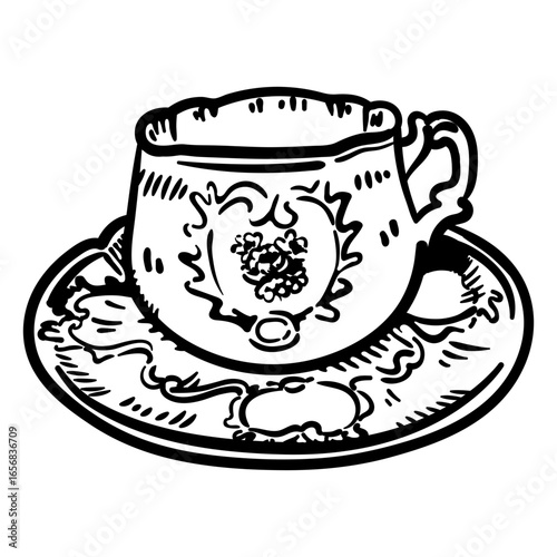 Round antique teacup stroke