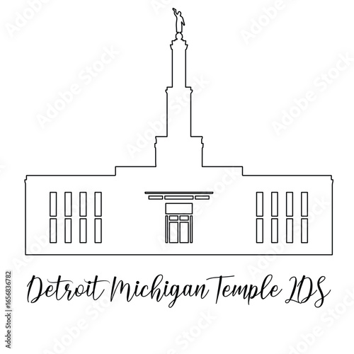 Detroit Michigan LDS Temple Sketch, Religious drawing, Church Clipart