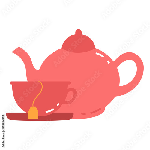 Teacup and teapot flat