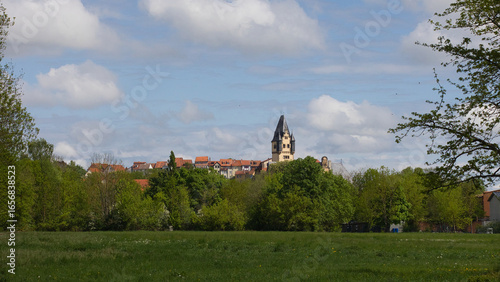 View of Quedlinburg in the district of Harz in Saxony-Anhalt, Germany.