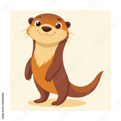Friendly cartoon otter standing on its hind legs animal
