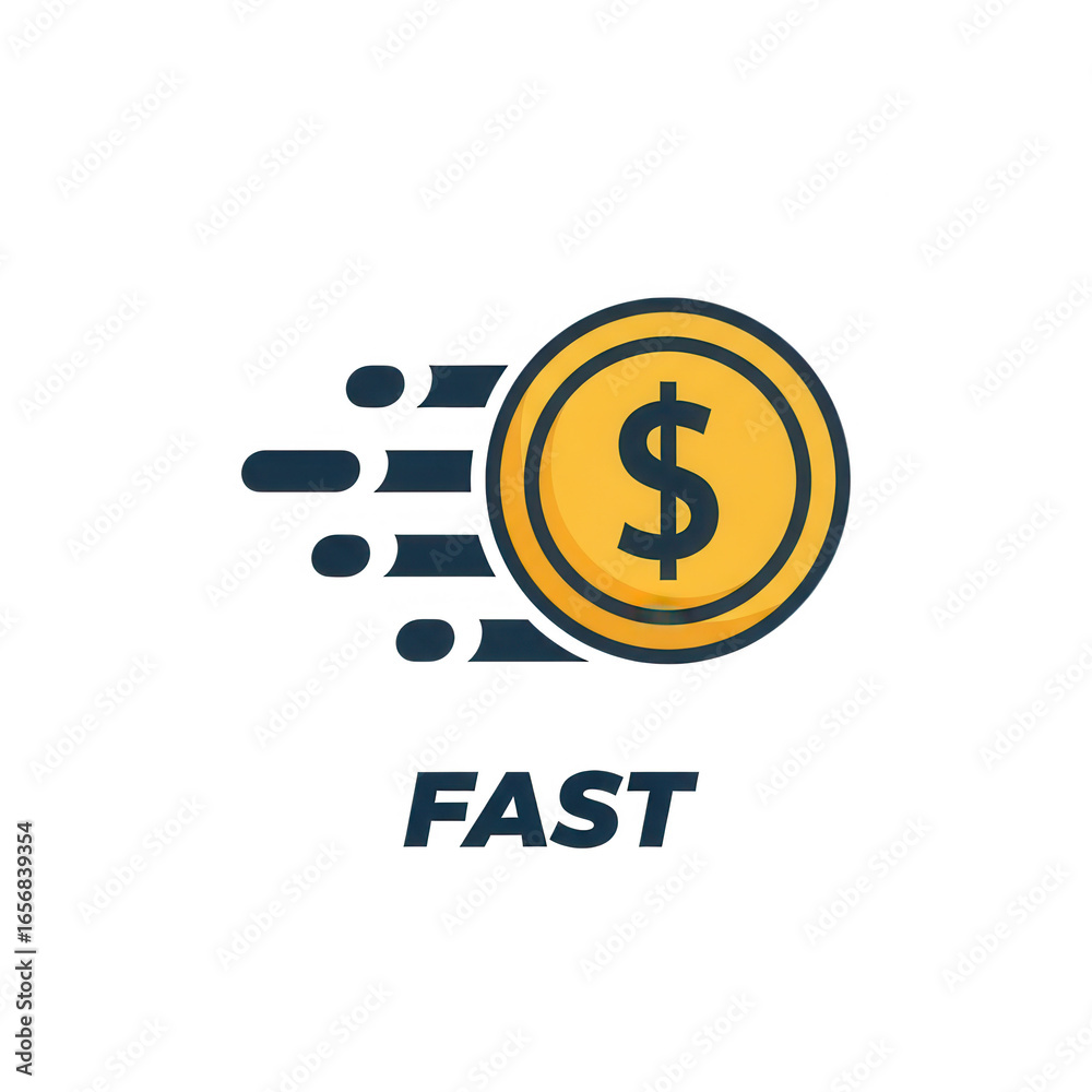 Obraz premium Fast money dollar coin icon isolated on transparent background