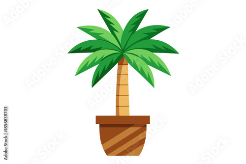 Vibrant potted palm tree brings tropical oasis vibes to any indoor space, perfect for modern decor and refreshing natural ambiance creating a serene getaway.