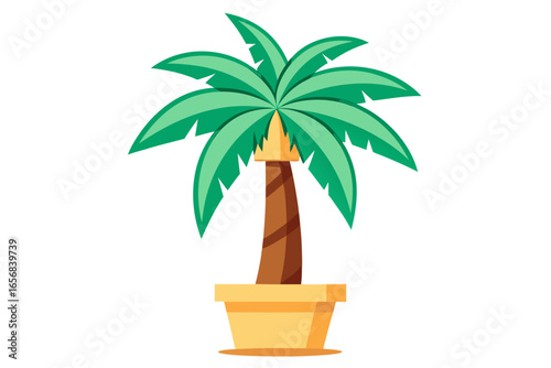 Bring a touch of tropical paradise to your designs with this vibrant, stylized palm tree in a modern pot, perfect for travel, summer, and lifestyle themes.