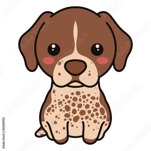 Cartoon brown and white dog sitting