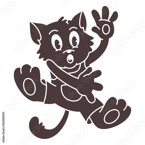 Cartoon cat jumping cut out