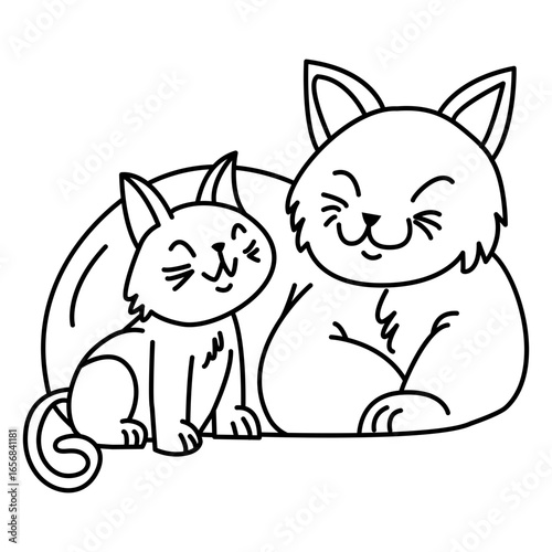 Cat and her kitten stroke