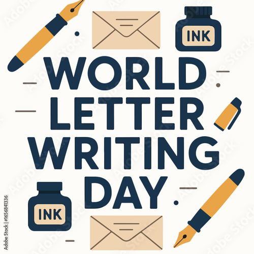 World Letter Writing Day  Illustration, Cute Stationery Pencil Crayon Envelope Illustration Vector