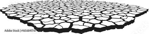 Dry Cracked Earth Ground Silhouette on Transparent Background Black and white vector illustration of parched land drought concept cracked soil