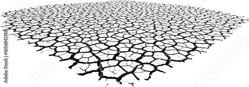 Cracked Earth Silhouette Texture Pattern on Transparent Background