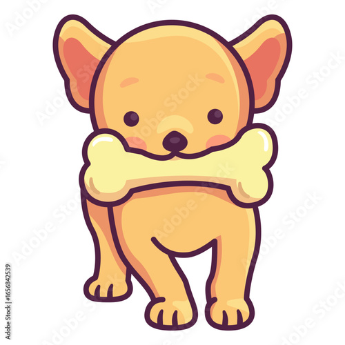 Cute puppy with bone illustration