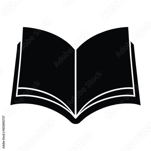 Open black book with white pages and cover edges open book reading