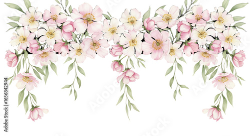 Wallpaper Mural Delicate Pink and White Dogwood Blossoms Floral Border Springtime Decoration Design Element Torontodigital.ca
