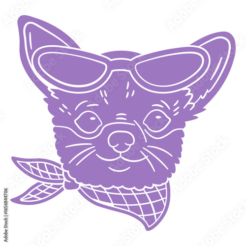 Purple dog with goggles design